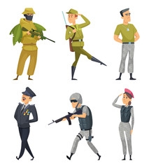 Wall Mural - Military characters. Army soldiers male and female