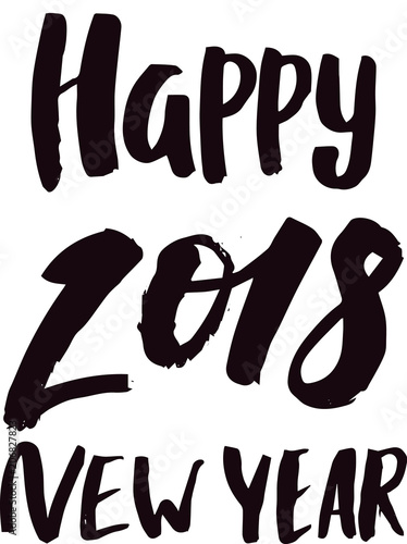 2018 happy New Year black text logo for holiday calendar print design or Chri...