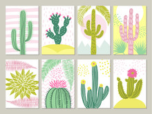 Cards Template With Pictures Of Cactuses
