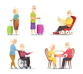 Wall Mural - Vector characters set of elderly peoples. Funny characters isolate on white background