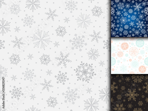 Snowflake vector seamless pattern weather traditional winter december wrappin...