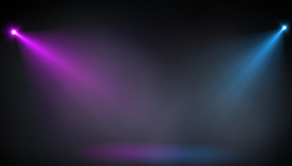 Wall Mural - abstract of empty stage with colorful spotlights or several bright projectors for scene lighting eff