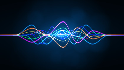 Wall Mural - frequency audio music equalizer digital .digital music player waveform, hud for sound technology or 