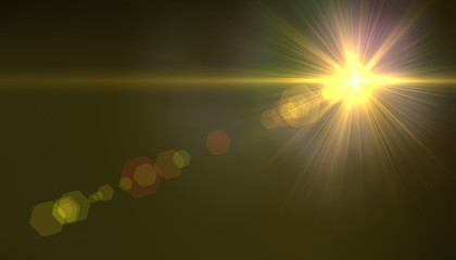 Wall Mural - lens flare light over black background. easy to add overlay or screen filter over photos