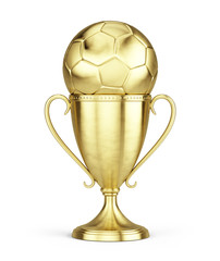 Wall Mural - old soccer trophy cup isolated on a white background. 3d rendering