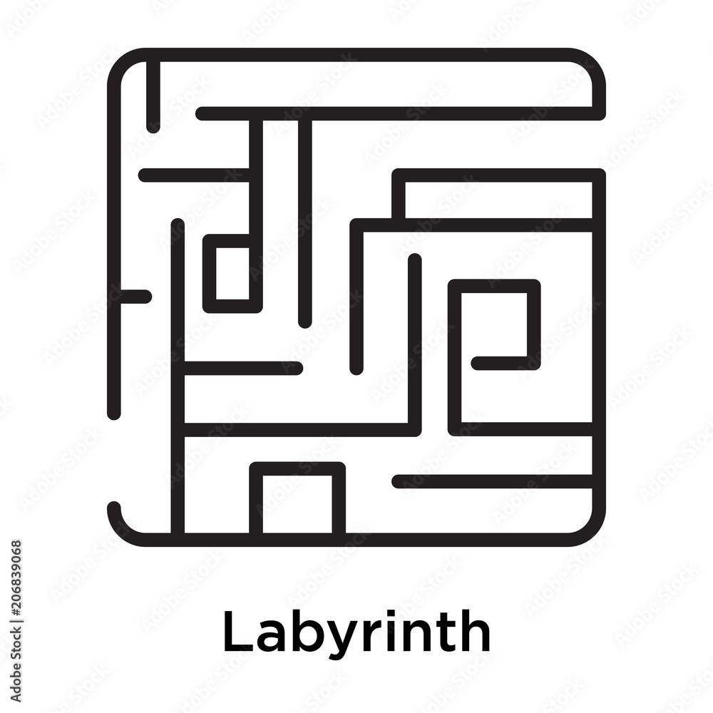 Labyrinth icon vector sign and symbol isolated on white background ...
