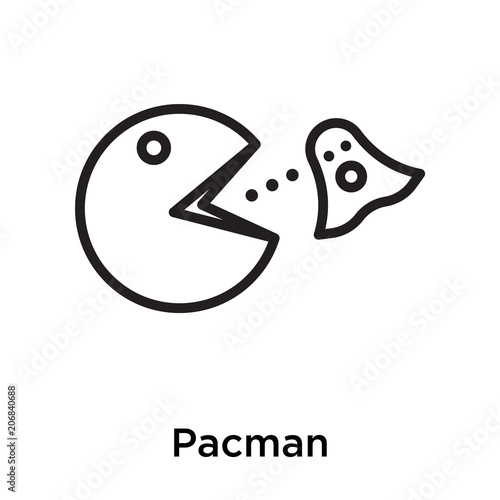 Fotografie, Obraz Pacman icon vector sign and symbol isolated on white background