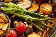 Healthy fresh vegetables grilling on a BBQ