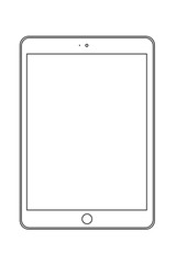 Line drawing of a tablet device. 
