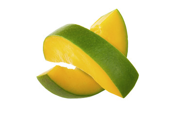 two slice of mango isoalted on white background