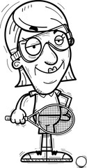 Wall Mural - Confident Cartoon Senior Racquetball Player