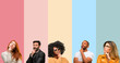 © Krakenimages.com - Cool group of people, woman and man thinking and looking up expressing doubt and wonder