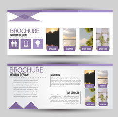 Wall Mural - flyer banner or web header template set. vector illustration promotion design background. purple col