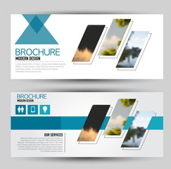 Wall Mural - flyer banner or web header template set. vector illustration promotion design background. blue color