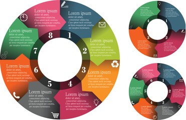 Infographic elements data visualization vector circle color set