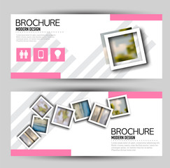Wall Mural - set of banners for web and advertisement print out. horizontal flyer handout design. pink color. vec