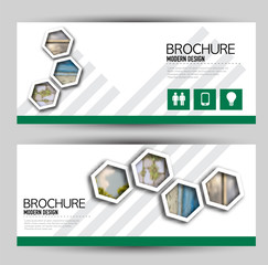 Wall Mural - set of banners for web and advertisement print out. horizontal flyer handout design. green color. ve