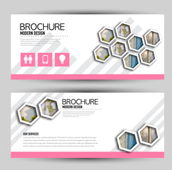 Wall Mural - set of banners for web and advertisement print out. horizontal flyer handout design. pink color. vec
