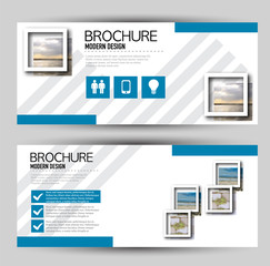 Wall Mural - set of banners for web and advertisement print out. horizontal flyer handout design. blue color. vec