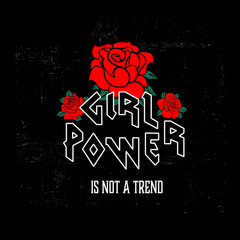 Wall Mural - Typography slogan Girl power vector for t-shirt printing and embroidery. Girl Gang patches, badges. Graphic tee and printed design.