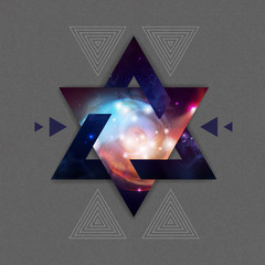 Wall Mural - Abstract hipster polygonal triangle background with open space inside.
