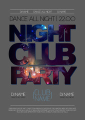Wall Mural - Disco night club poster on open space background