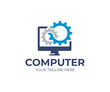 © artsterdam - Computer repair logo template. Software development vector design. Desktop service logotype