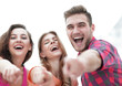 © ASDF - closeup of three young people showing hands forward