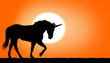 Unicorn silhouette at sunset