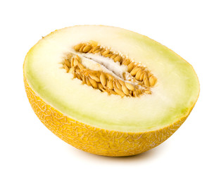 Wall Mural - Half ripe melon on a white, isolated.