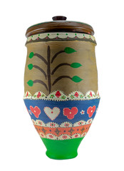 Wall Mural - Colorful Egyptian handcrafted decorated artistic pottery jar isolated on white