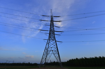 The power supply facilities of contour in the evening