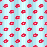 Fototapeta Młodzieżowe - kisses pattern on stripeprd background