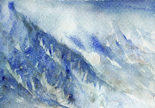 Himalayas Watercolor Mountains Painting Background - Wallpaper,poster