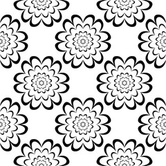 Black floral seamless ornament on white background