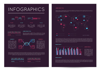 Sticker - Investment report with various infographics. Data visualization, commercial business analytics, financial graph, stock index cartogram vector illustration. Corporate business presentation template.