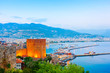 View of Alanya harbour at sunset. Alanya, Turkey