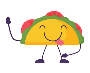 Wall Mural - Kawaii taco wiking an eye over white background, vector illustration