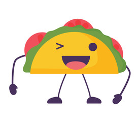 Sticker - Kawaii taco wiking an eye over white background, colorful design. vector illustration