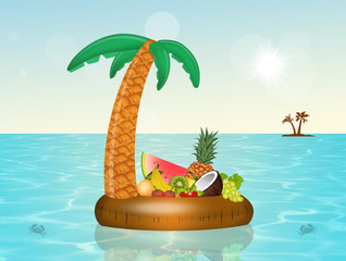 Wall Mural - Inflatable palm with fresh fruit