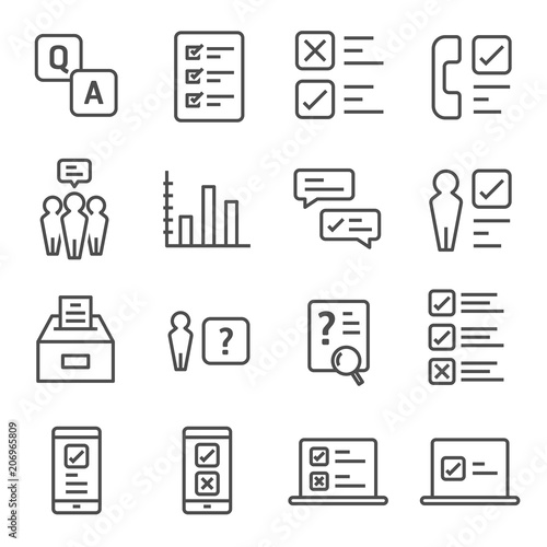 Survey And Questionnaire Vector Icon Set Included The Icons -