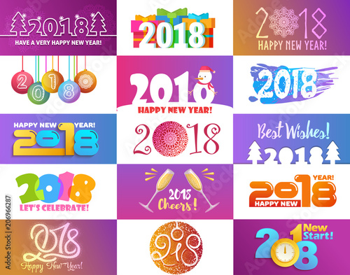 2018 happy New Year calendar Christmass text for Holiday calendar print color...