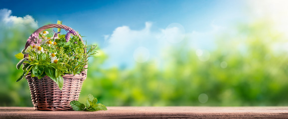 Wall Mural - Basket of herbs