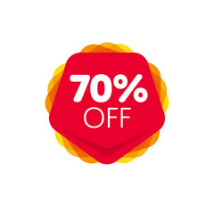 Wall Mural - Special offer sale red tag isolated vector illustration. Discount offer price label, symbol for advertising campaign in retail, sale promo marketing, 70% off discount sticker, ad offer on shopping day