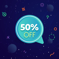 Canvas Print - 50% off discount sticker. Special offer sale red tag isolated vector illustration. Discount offer price label, symbol for advertising campaign in retail, sale promo marketing