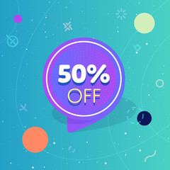 Canvas Print - 50% off discount sticker. Special offer sale red tag isolated vector illustration. Discount offer price label, symbol for advertising campaign in retail, sale promo marketing