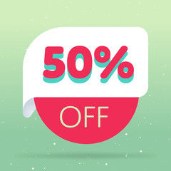 Canvas Print - 50% off discount sticker. Special offer sale red tag isolated vector illustration. Discount offer price label, symbol for advertising campaign in retail, sale promo marketing
