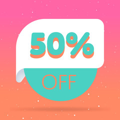 Canvas Print - 50% off discount sticker. Special offer sale red tag isolated vector illustration. Discount offer price label, symbol for advertising campaign in retail, sale promo marketing
