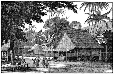 Malayan village (from Das Heller-Magazin, June 14, 1834) 