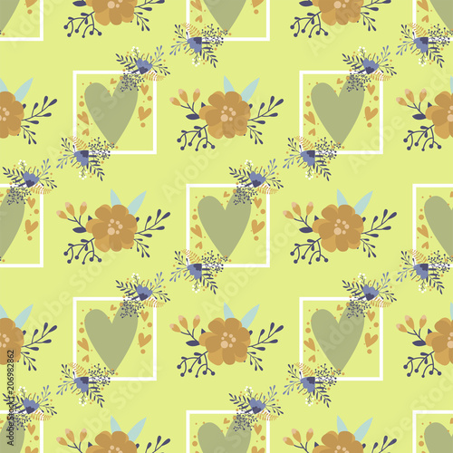 Nature flower hand drawn illustration seamless pattern background floral summ...